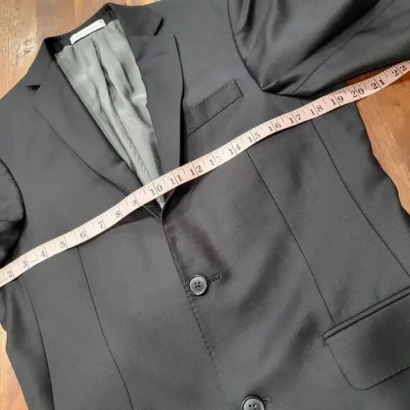 Murano Collezione Wool Slim Fit Blazer Black Size 36R - Picture 7 of 11